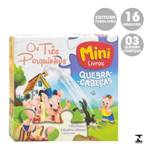 Os Três Porquinhos Mini-Livro com 3 Quebra-Cabeças