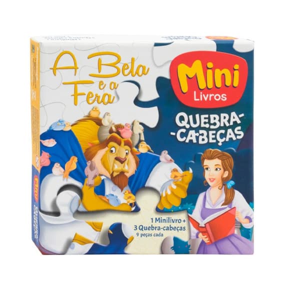 A Bela e a Fera Mini-Livro com 3 Quebra-Cabeças